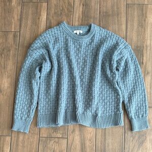 Madewell Basketweave-Stitch Sweater in Soft Blue